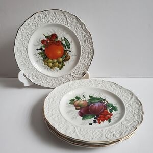 Vtg OLD ENGLISH IRONSTONE Plates Set of 4 Simpsons Potters Marlborough Dessert